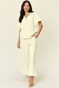 Load image into Gallery viewer, Double Take Full Size Texture Half Zip Short Sleeve Top and Pants Set
