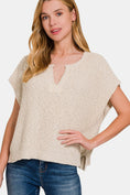 Load image into Gallery viewer, Zenana Short Sleeve Side Slit Sweater
