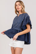 Load image into Gallery viewer, SAGE + FIG Ruffle Sleeve Washed Short Sleeve Blouse
