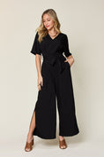 Load image into Gallery viewer, Double Take Full Size V-Neck Tied Side Slit Jumpsuit
