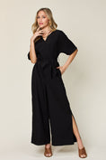 Load image into Gallery viewer, Double Take Full Size V-Neck Tied Side Slit Jumpsuit
