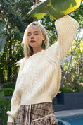 Load image into Gallery viewer, POL Cable Knit Cutout Long Sleeve Sweater
