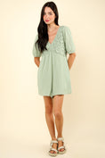 Load image into Gallery viewer, VERY J Lace Detail Puff Sleeve Romper with Pockets
