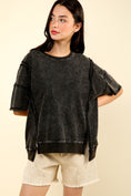 Load image into Gallery viewer, VERY J Round Neck Exposed Seam Slit T-Shirt
